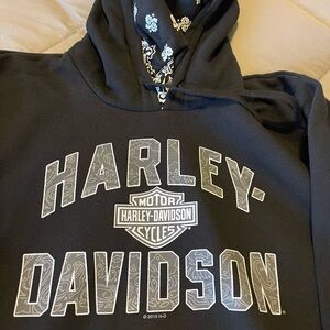 Harley-Davidson Black Hoodie with Western Design- Dodge City Kansas